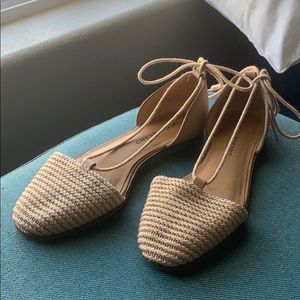 Lucky Brand Beige Woven Wrap Around Sandals